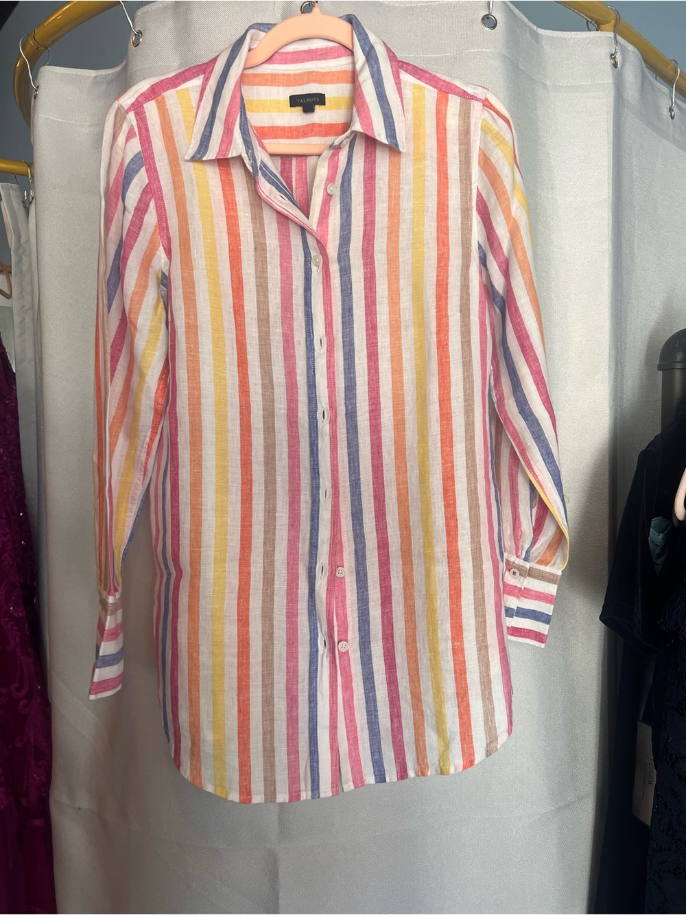 Talbots Multicolor Striped Button-Up Shirt - White Base